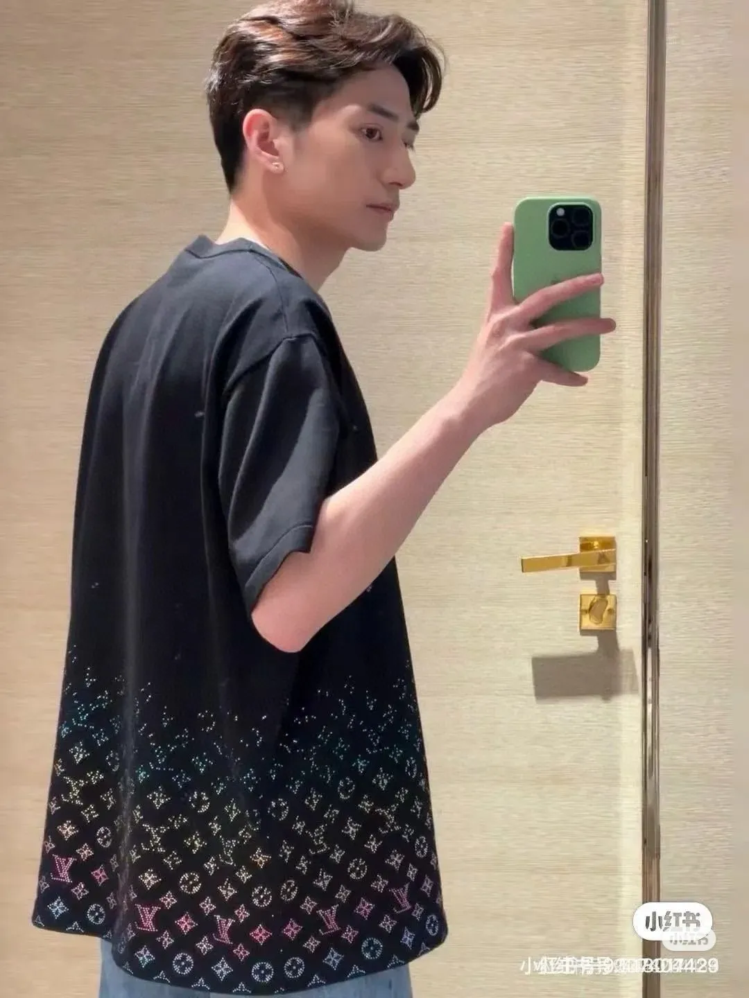 Louis Vuitton/Louis Vuitton 25ss gradient old flower diamond knitted short sleeves